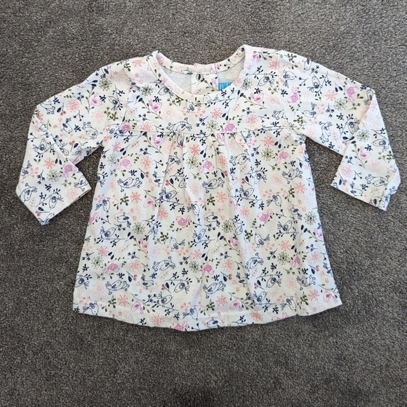 MONKEY Bars white floral bird print cotton 12 months baby girls - Picture 1 of 3